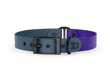 Duo-Halsband für Hunde: Petrol & Violett mit Schwarz-Komponenten