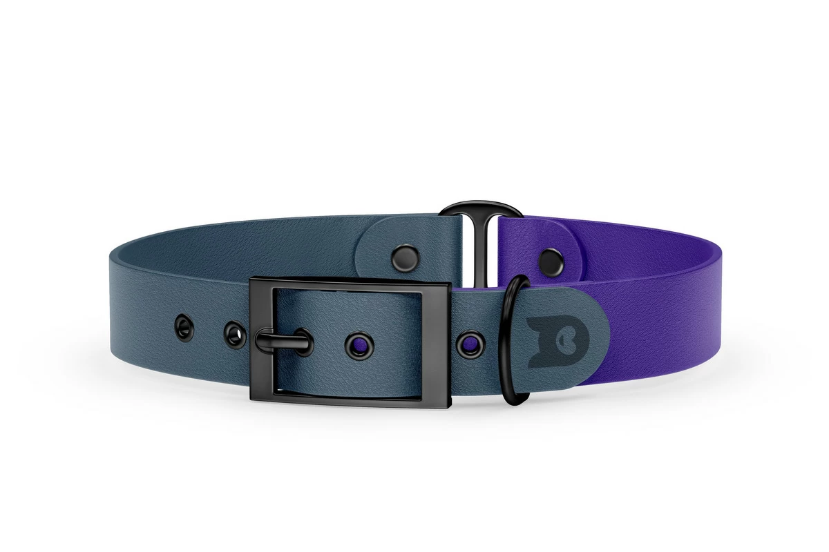 Duo-Halsband für Hunde: Petrol & Violett mit Schwarz-Komponenten