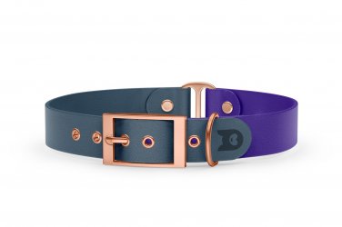Duo-Halsband für Hunde: Petrol & Violett mit Rosegold-Komponenten