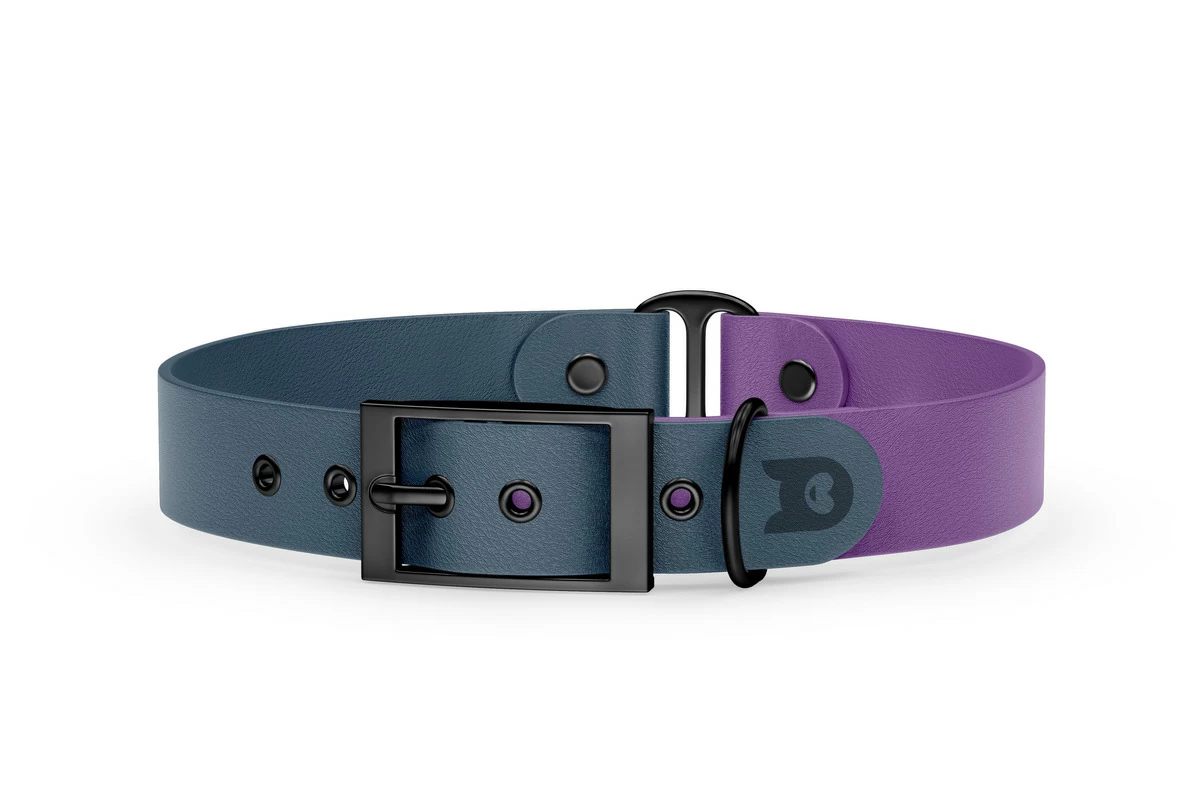 Duo-Halsband für Hunde: Petrol & Purpur mit Schwarz-Komponenten