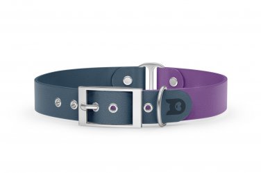 Duo-Halsband für Hunde: Petrol & Purpur mit Silber-Komponenten