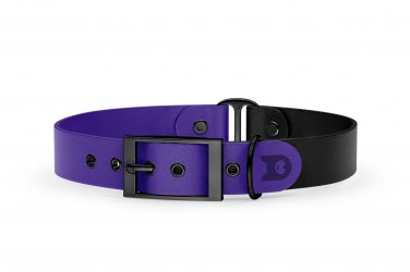 Duo-Halsband für Hunde: Violett & Schwarz mit Schwarz-Komponenten