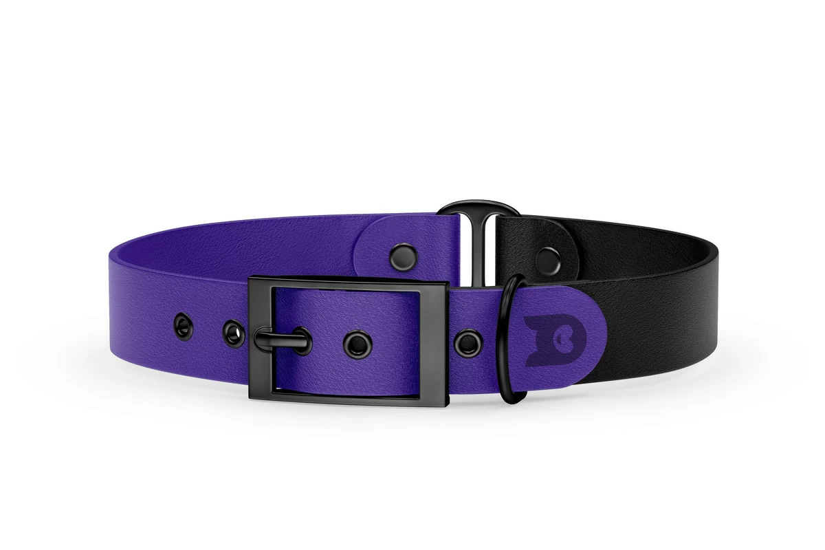 Duo-Halsband für Hunde: Violett & Schwarz mit Schwarz-Komponenten