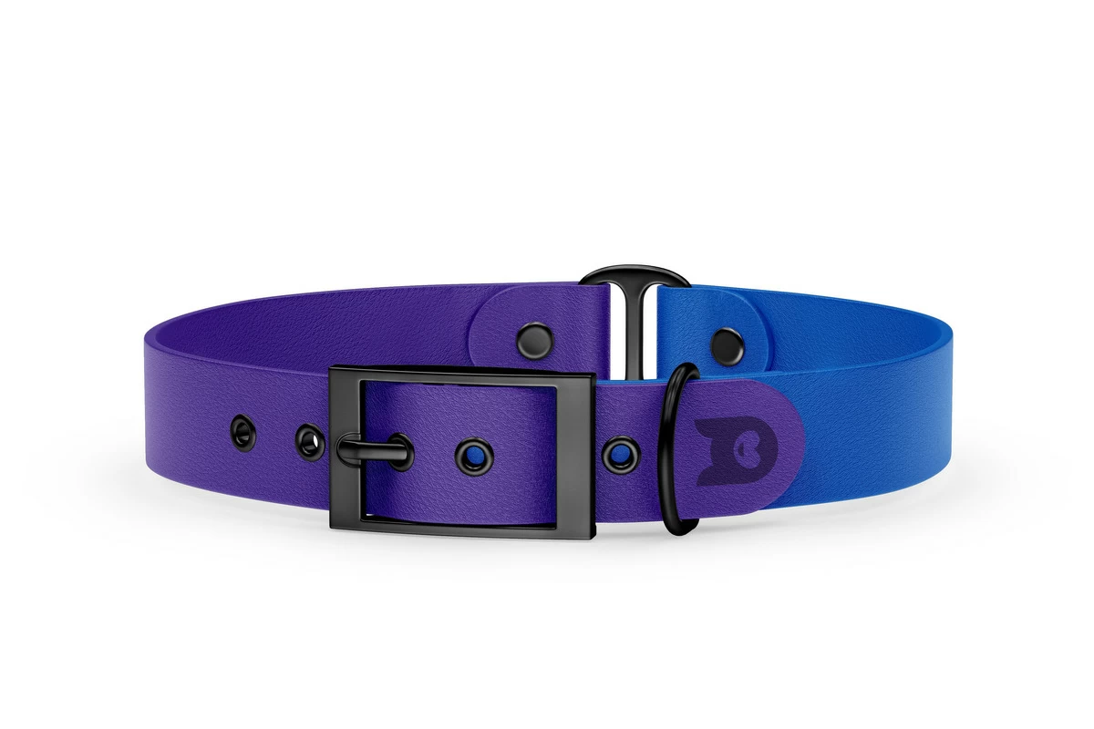 Duo-Halsband für Hunde: Violett & Blau mit Schwarz-Komponenten