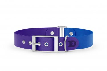 Duo-Halsband für Hunde: Violett & Blau mit Silber-Komponenten