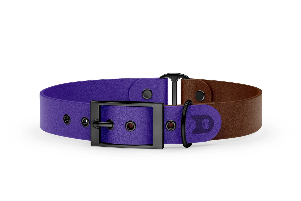 Duo-Halsband für Hunde: Violett & Dunkelbraun mit Schwarz-Komponenten
