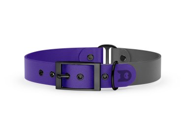 Duo-Halsband für Hunde: Violett & Grau mit Schwarz-Komponenten