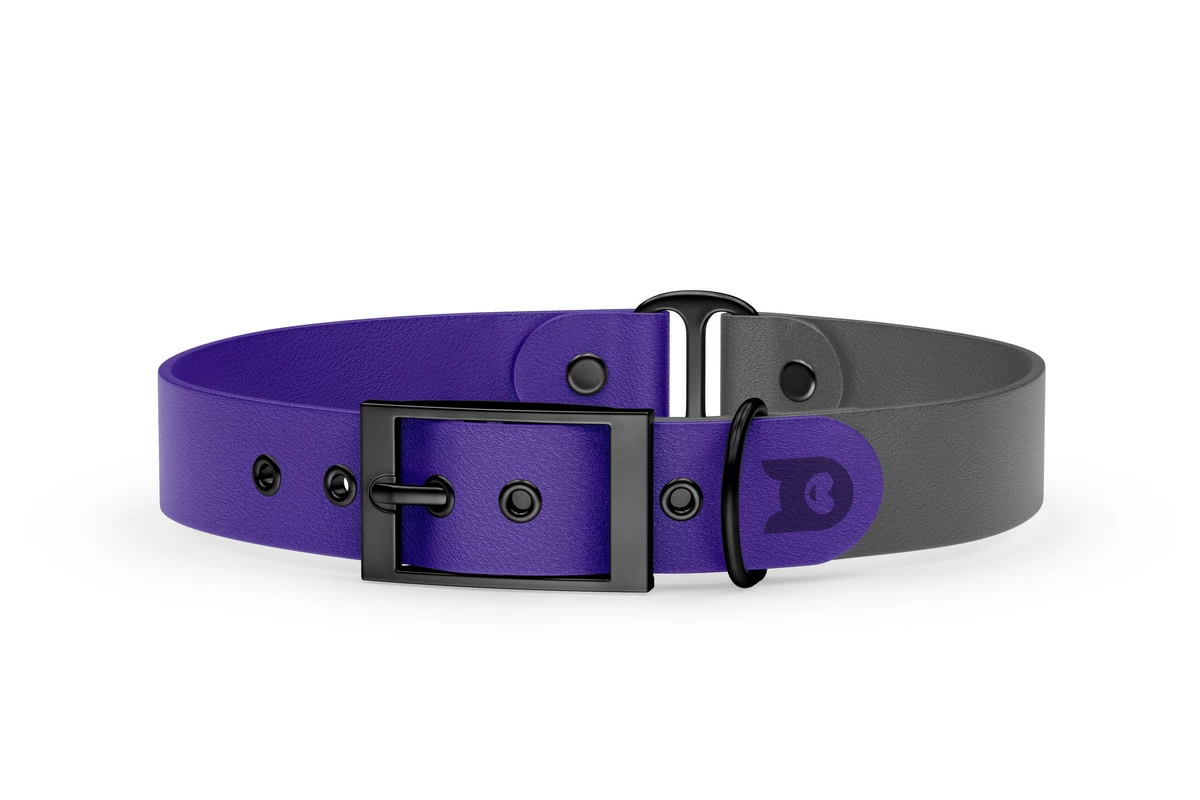 Duo-Halsband für Hunde: Violett & Grau mit Schwarz-Komponenten