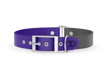 Duo-Halsband für Hunde: Violett & Grau mit Silber-Komponenten