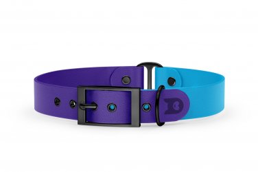 Duo-Halsband für Hunde: Violett & Hellblau mit Schwarz-Komponenten
