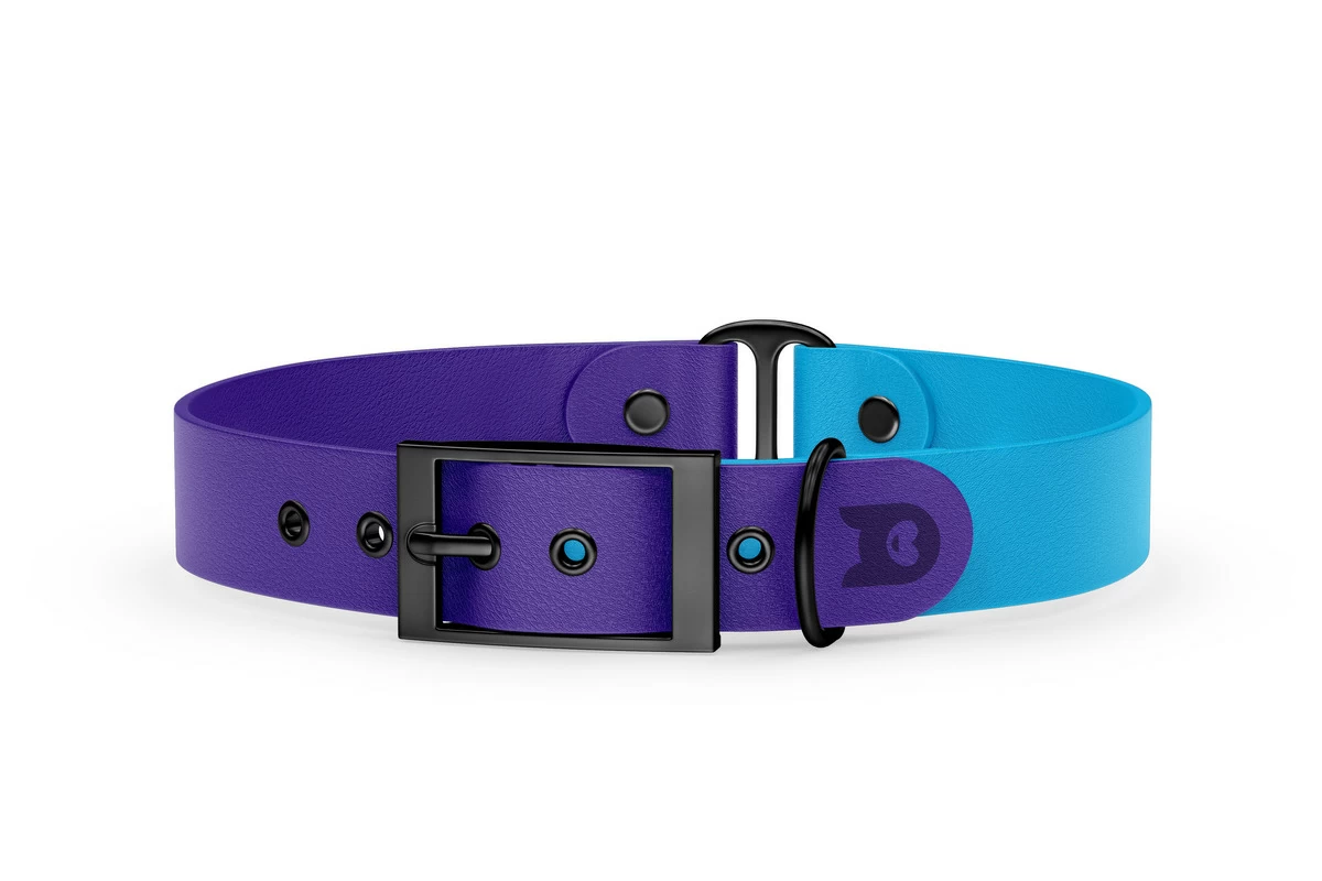 Duo-Halsband für Hunde: Violett & Hellblau mit Schwarz-Komponenten
