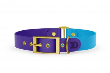 Duo-Halsband für Hunde: Violett & Hellblau mit Gold-Komponenten