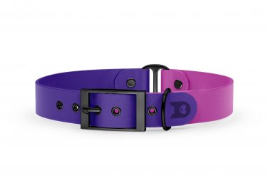 Duo-Halsband für Hunde: Violett & Hellviolett mit Schwarz-Komponenten