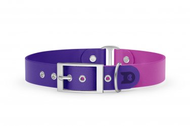 Duo-Halsband für Hunde: Violett & Hellviolett mit Silber-Komponenten