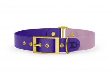 Duo-Halsband für Hunde: Violett & Flieder mit Gold-Komponenten