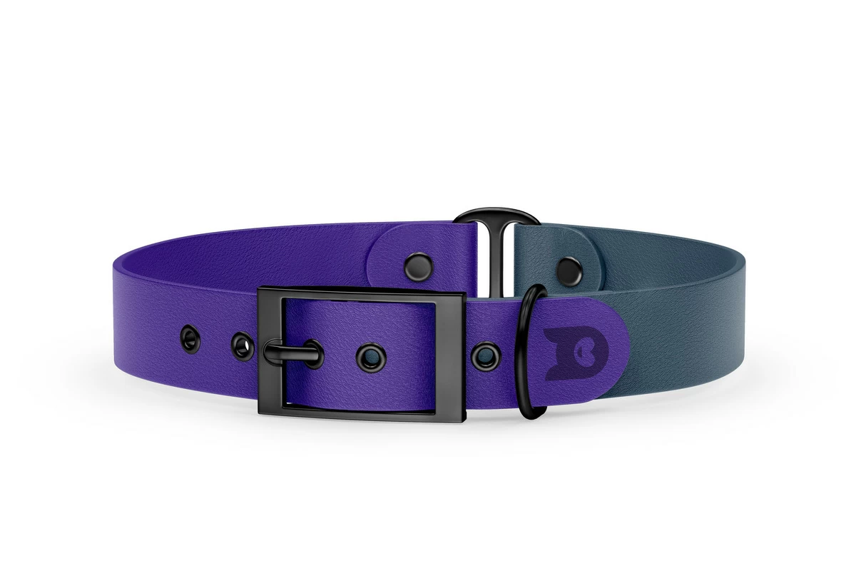 Duo-Halsband für Hunde: Violett & Petrol mit Schwarz-Komponenten