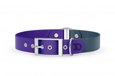 Duo-Halsband für Hunde: Violett & Petrol mit Silber-Komponenten