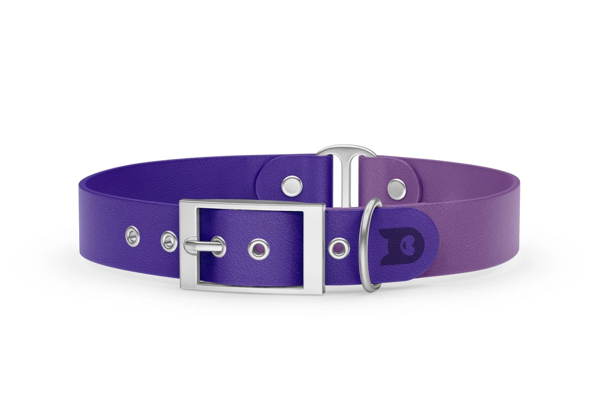 Duo-Halsband für Hunde: Violett & Purpur mit Silber-Komponenten