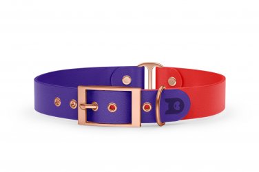 Duo-Halsband für Hunde: Violett & Rot mit Rosegold-Komponenten