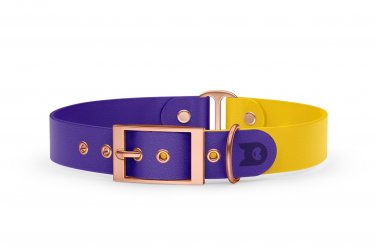 Duo-Halsband für Hunde: Violett & Gelb mit Rosegold-Komponenten