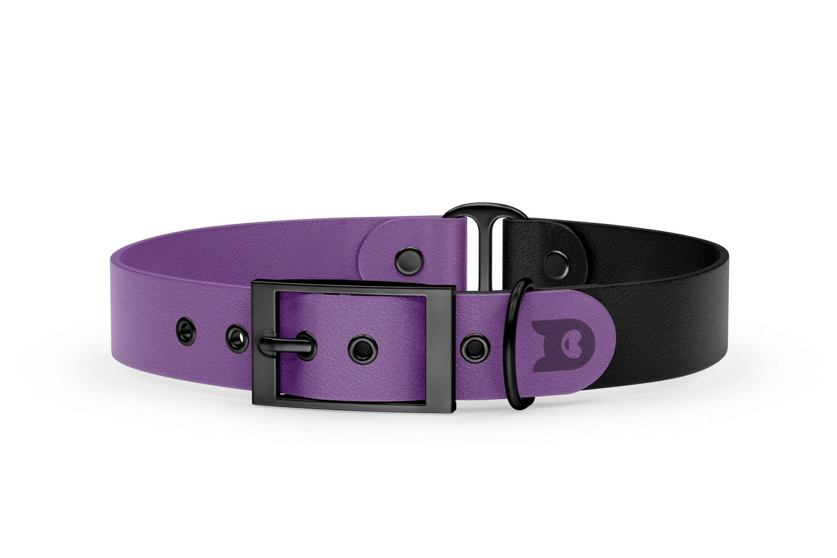Duo-Halsband für Hunde: Purpur & Schwarz mit Schwarz-Komponenten