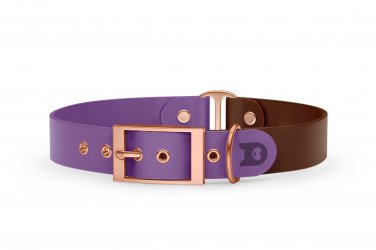 Duo-Halsband für Hunde: Purpur & Dunkelbraun mit Rosegold-Komponenten