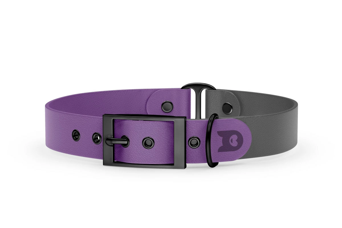 Duo-Halsband für Hunde: Purpur & Grau mit Schwarz-Komponenten