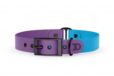 Duo-Halsband für Hunde: Purpur & Hellblau mit Schwarz-Komponenten