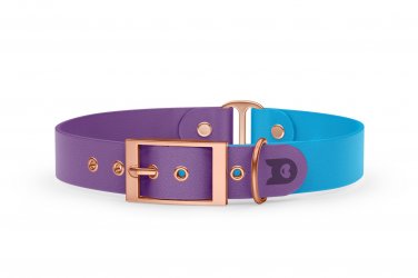Duo-Halsband für Hunde: Purpur & Hellblau mit Rosegold-Komponenten