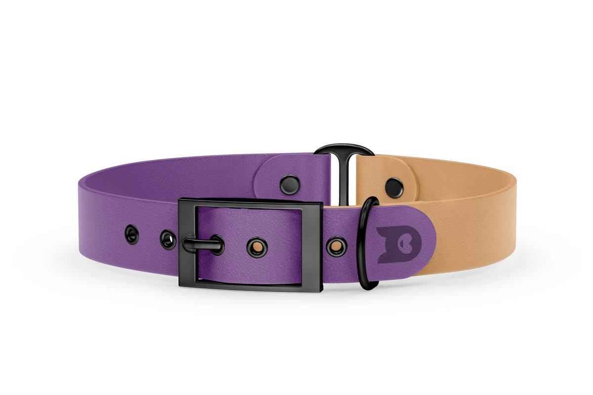 Duo-Halsband für Hunde: Purpur & Hellbraun mit Schwarz-Komponenten