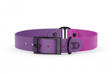 Duo-Halsband für Hunde: Purpur & Hellviolett mit Schwarz-Komponenten