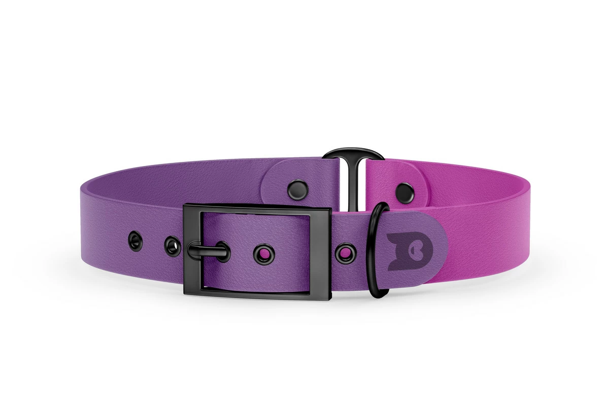 Duo-Halsband für Hunde: Purpur & Hellviolett mit Schwarz-Komponenten