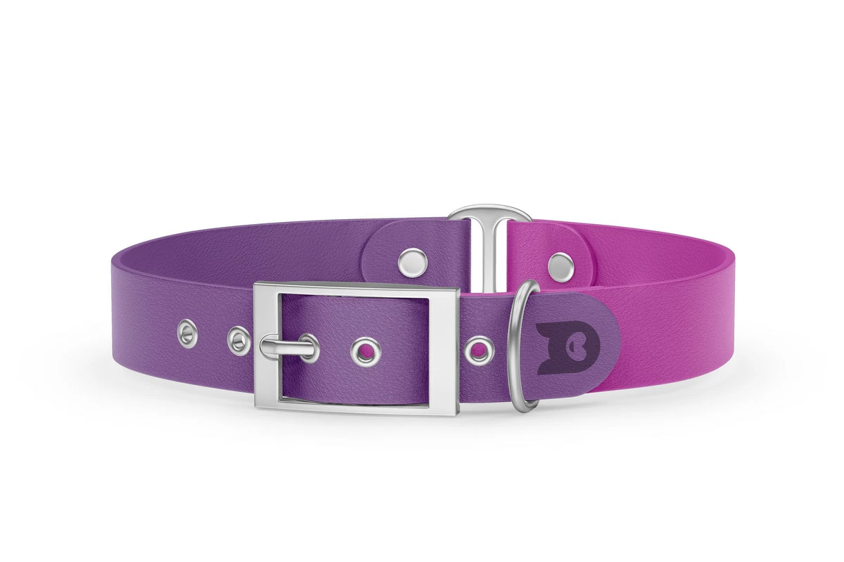 Duo-Halsband für Hunde: Purpur & Hellviolett mit Silber-Komponenten