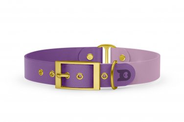 Duo-Halsband für Hunde: Purpur & Flieder mit Gold-Komponenten
