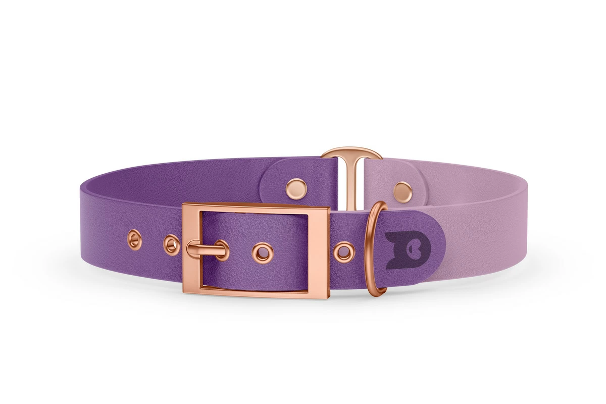 Duo-Halsband für Hunde: Purpur & Flieder mit Rosegold-Komponenten
