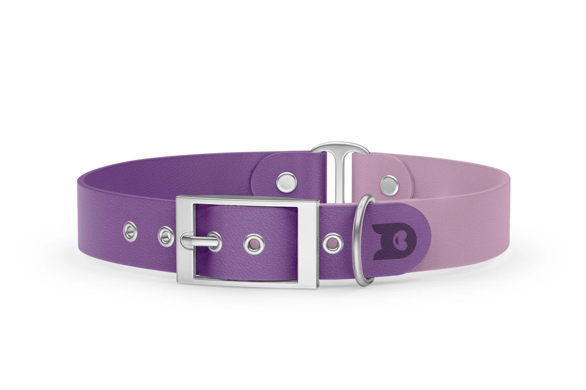 Duo-Halsband für Hunde: Purpur & Flieder mit Silber-Komponenten