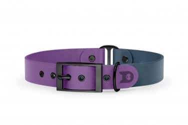 Duo-Halsband für Hunde: Purpur & Petrol mit Schwarz-Komponenten