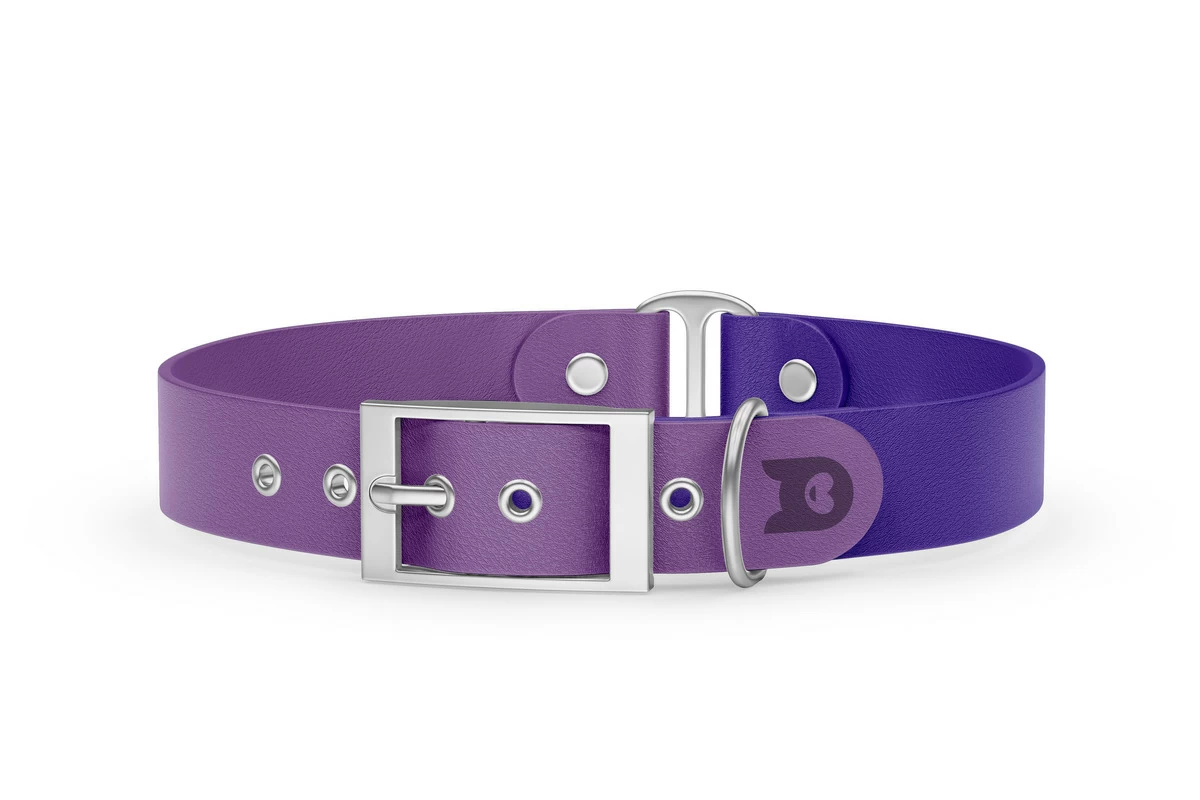 Duo-Halsband für Hunde: Purpur & Violett mit Silber-Komponenten