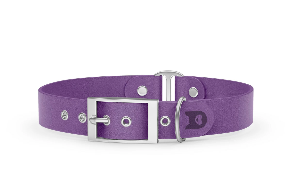 Duo-Halsband für Hunde: Purpur & Purpur mit Silber-Komponenten