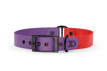 Duo-Halsband für Hunde: Purpur & Rot mit Schwarz-Komponenten