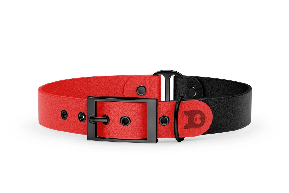 Duo-Halsband für Hunde: Rot & Schwarz mit Schwarz-Komponenten