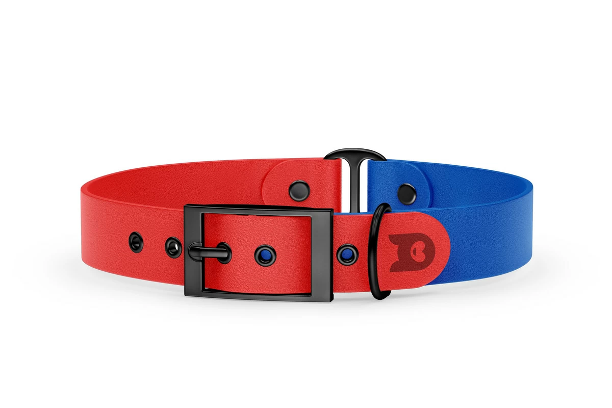 Duo-Halsband für Hunde: Rot & Blau mit Schwarz-Komponenten
