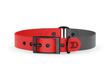 Duo-Halsband für Hunde: Rot & Grau mit Schwarz-Komponenten