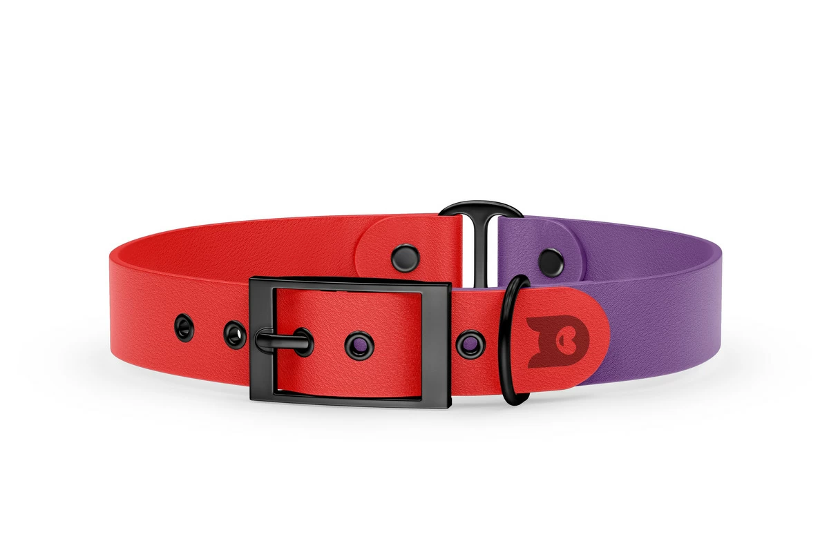 Duo-Halsband für Hunde: Rot & Purpur mit Schwarz-Komponenten