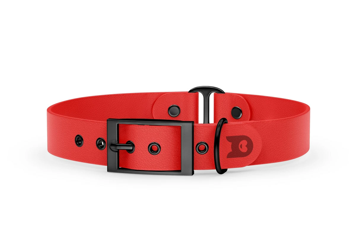 Duo-Halsband für Hunde: Rot & Rot mit Schwarz-Komponenten