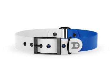 Duo-Halsband für Hunde: Weiß & Blau mit Schwarz-Komponenten