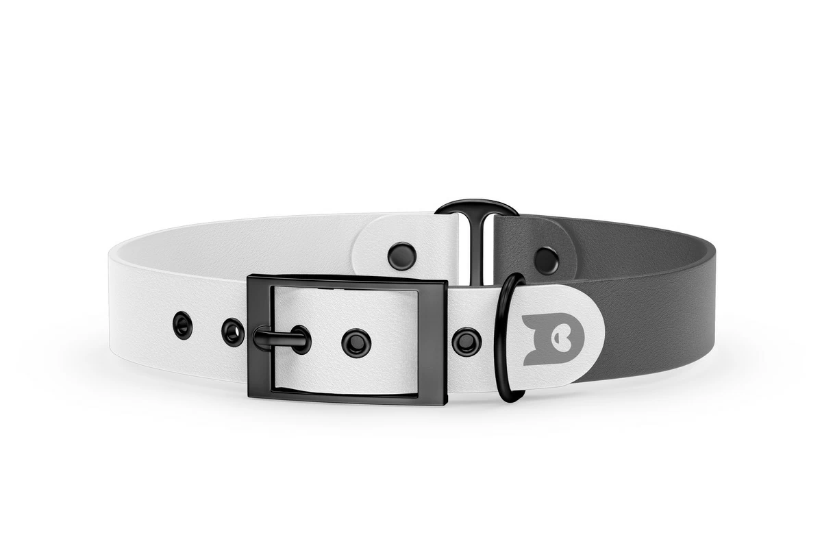 Duo-Halsband für Hunde: Weiß & Grau mit Schwarz-Komponenten