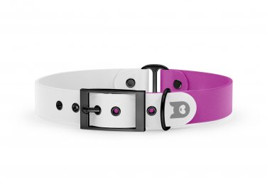 Duo-Halsband für Hunde: Weiß & Hellviolett mit Schwarz-Komponenten