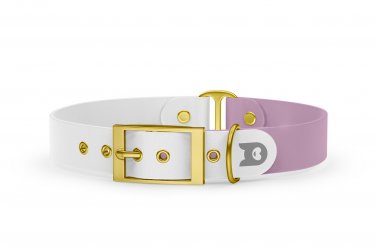 Duo-Halsband für Hunde: Weiß & Flieder mit Gold-Komponenten