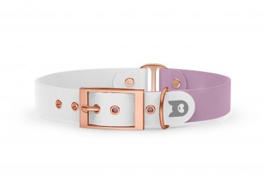 Duo-Halsband für Hunde: Weiß & Flieder mit Rosegold-Komponenten